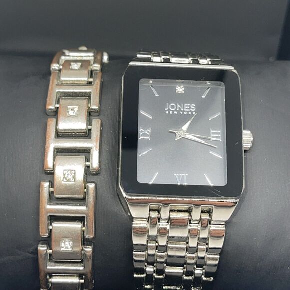 Jones NY Stainless Steel Men's Watch Bracelet (2 Piece Set)Sleek Stylish Fashion - Picture 7 of 16